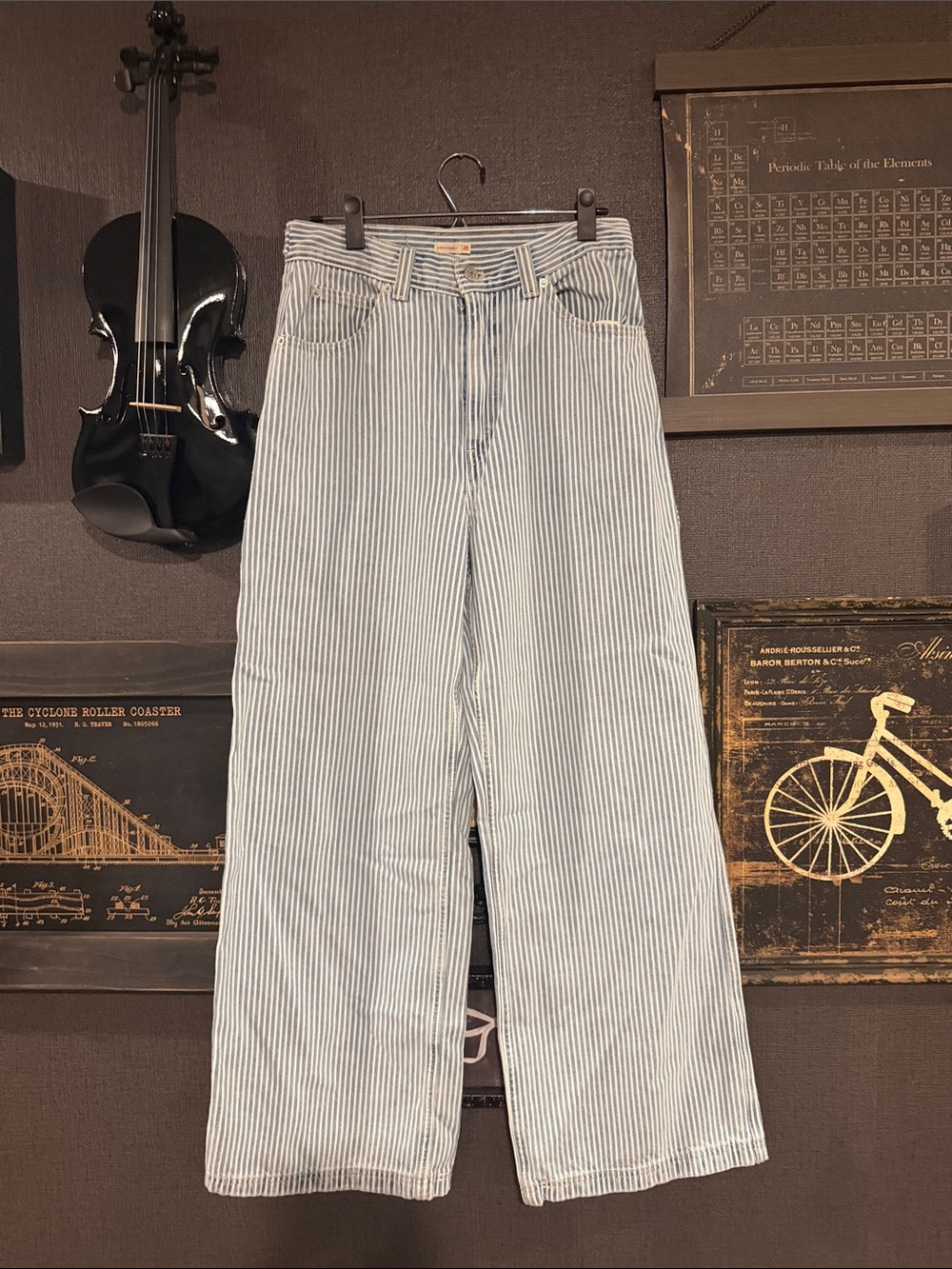 Levi's carpenter Blue and White Striped Wide-Leg Jeans